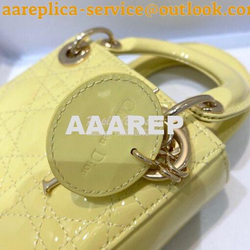 Replica Micro Lady Dior Bag Pale Yellow Patent Cannage Calfskin S0856 4