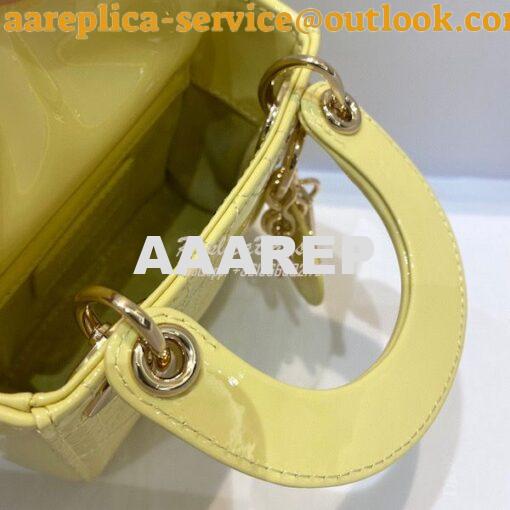 Replica Micro Lady Dior Bag Pale Yellow Patent Cannage Calfskin S0856 7