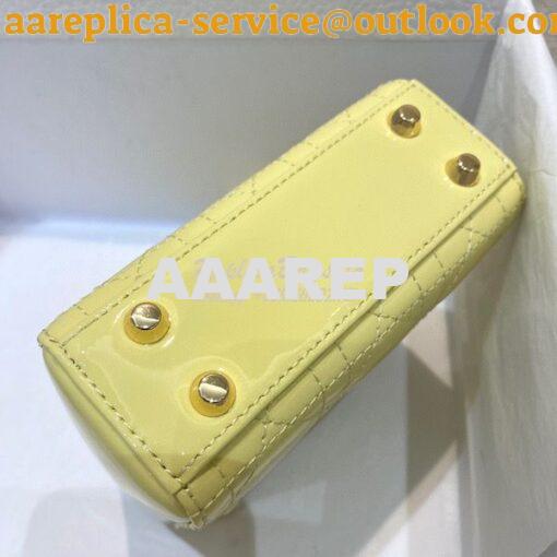Replica Micro Lady Dior Bag Pale Yellow Patent Cannage Calfskin S0856 9