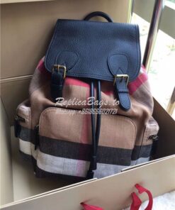 Replica  Burberry The Large Rucksack Backpack in Canvas Check and Leat