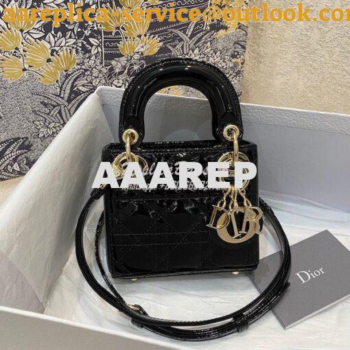 Replica Micro Lady Dior Bag Black Patent Cannage Calfskin S0856