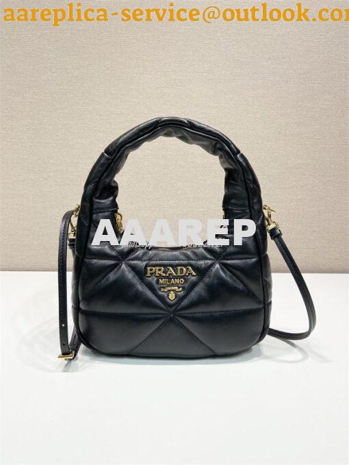 Replica Prada Black Nappa leather mini bag with topstitching 1BA384 ne