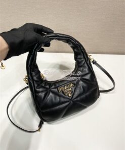 Replica Prada Black Nappa leather mini bag with topstitching 1BA384 ne 2