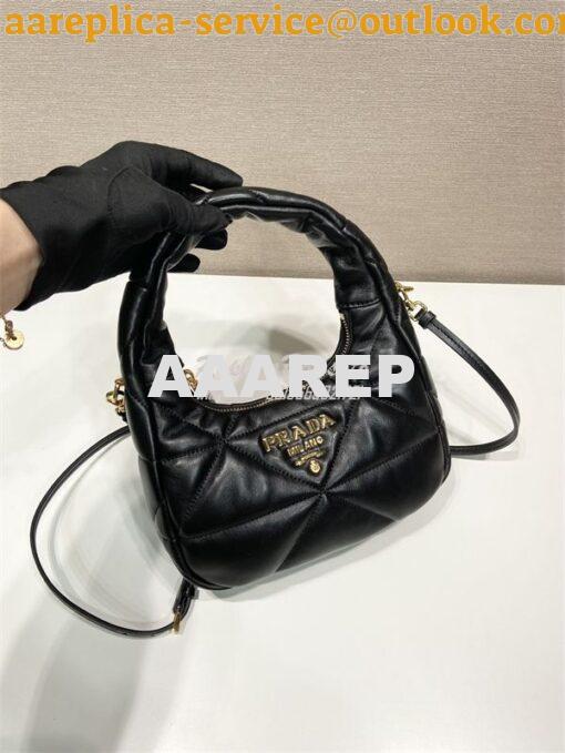 Replica Prada Black Nappa leather mini bag with topstitching 1BA384 ne 2