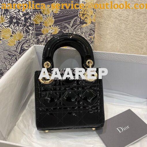 Replica Micro Lady Dior Bag Black Patent Cannage Calfskin S0856 5