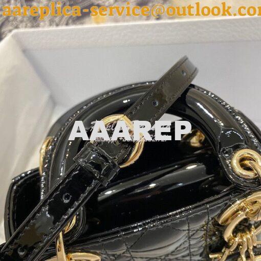 Replica Micro Lady Dior Bag Black Patent Cannage Calfskin S0856 6
