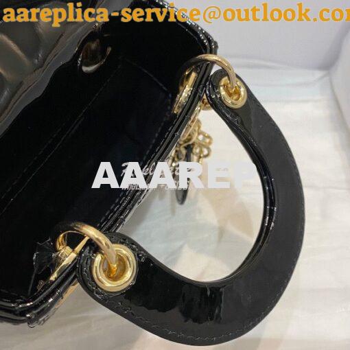Replica Micro Lady Dior Bag Black Patent Cannage Calfskin S0856 7