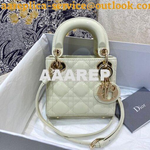 Replica Micro Lady Dior Bag White Patent Cannage Calfskin S0856