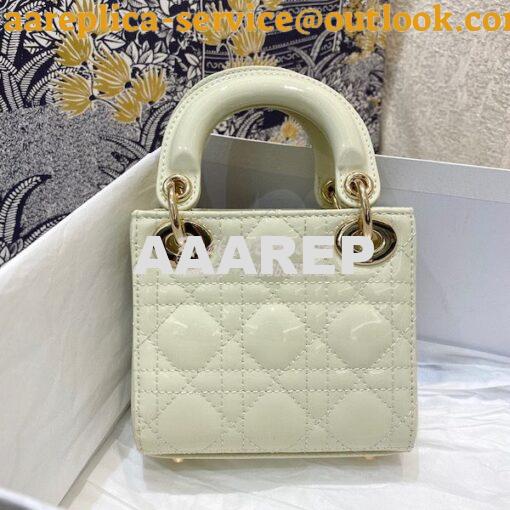 Replica Micro Lady Dior Bag White Patent Cannage Calfskin S0856 5