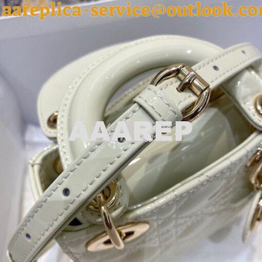 Replica Micro Lady Dior Bag White Patent Cannage Calfskin S0856 6