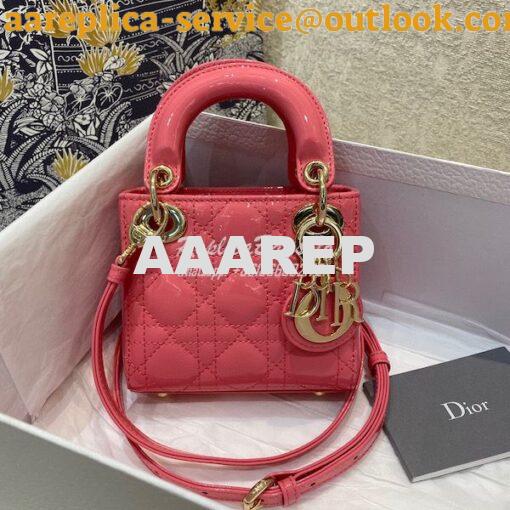 Replica Micro Lady Dior Bag Peony Pink Patent Cannage Calfskin S0856