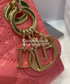 Replica Micro Lady Dior Bag Peony Pink Patent Cannage Calfskin S0856 2