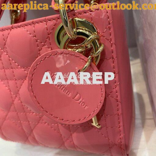 Replica Micro Lady Dior Bag Peony Pink Patent Cannage Calfskin S0856 3
