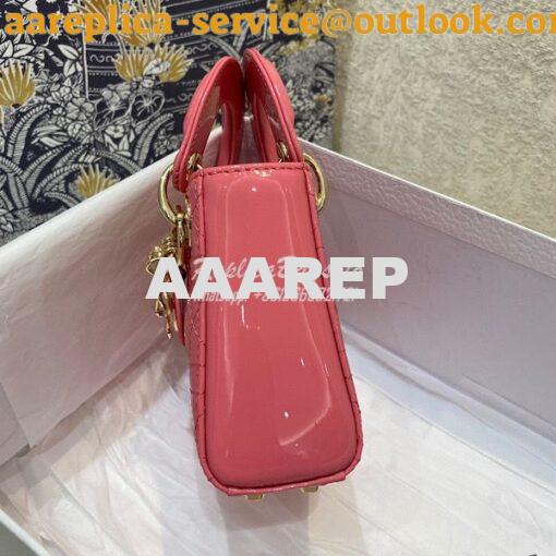 Replica Micro Lady Dior Bag Peony Pink Patent Cannage Calfskin S0856 4