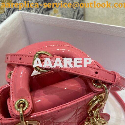 Replica Micro Lady Dior Bag Peony Pink Patent Cannage Calfskin S0856 5