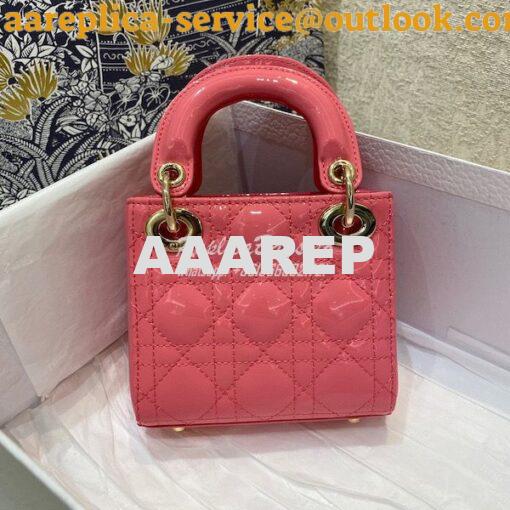 Replica Micro Lady Dior Bag Peony Pink Patent Cannage Calfskin S0856 6