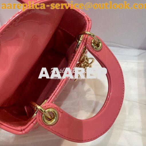 Replica Micro Lady Dior Bag Peony Pink Patent Cannage Calfskin S0856 7