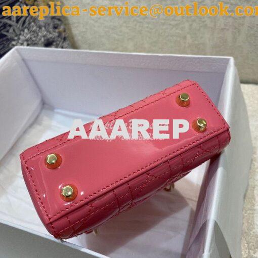 Replica Micro Lady Dior Bag Peony Pink Patent Cannage Calfskin S0856 9