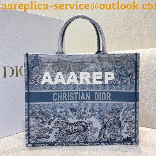 Replica Dior Book Tote bag in Blue Gradient Toile de Jouy Embroidery 2