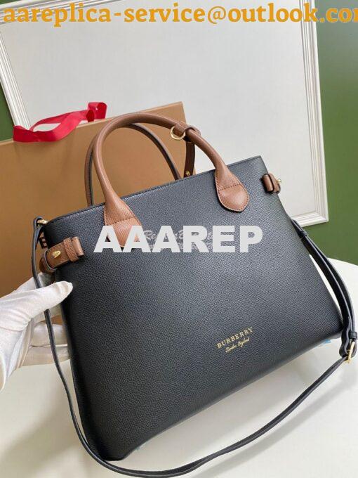 Replica Burberry The Small Banner in Leather and House Check black wit 4