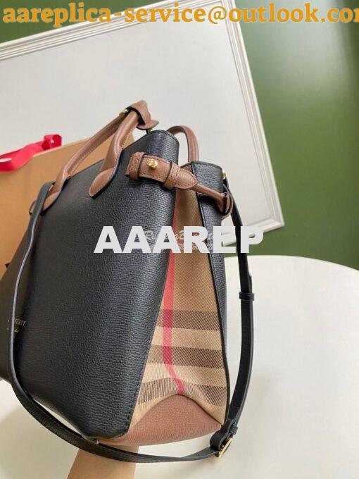 Replica Burberry The Small Banner in Leather and House Check black wit 5