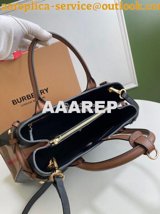 Replica Burberry The Small Banner in Leather and House Check black wit 8