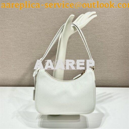 Replica Prada Re-Edition White Saffiano leather mini-bag with adjustab 3