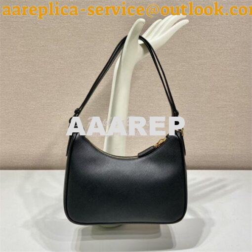 Replica Prada Re-Edition Black Saffiano leather mini-bag with adjustab 3