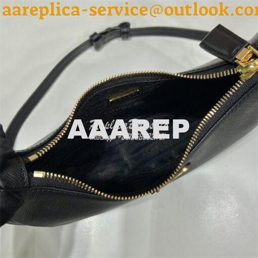 Replica Prada Re-Edition Black Saffiano leather mini-bag with adjustab 7