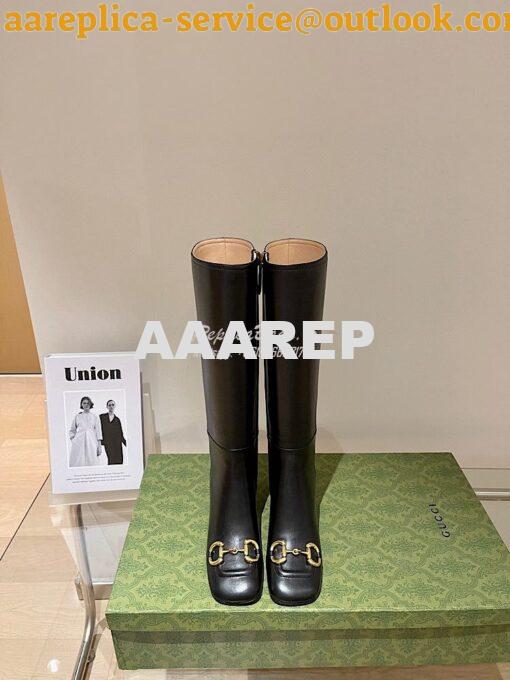 Replica Gucci Women's Knee-High Boot With Horsebit 643889 Black