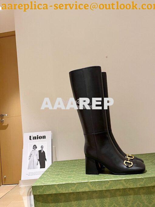 Replica Gucci Women's Knee-High Boot With Horsebit 643889 Black 2