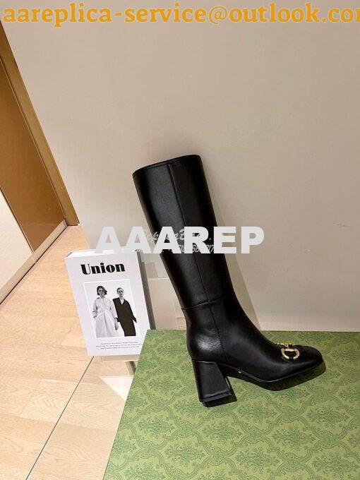Replica Gucci Women's Knee-High Boot With Horsebit 643889 Black 3