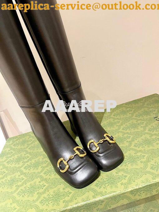 Replica Gucci Women's Knee-High Boot With Horsebit 643889 Black 4