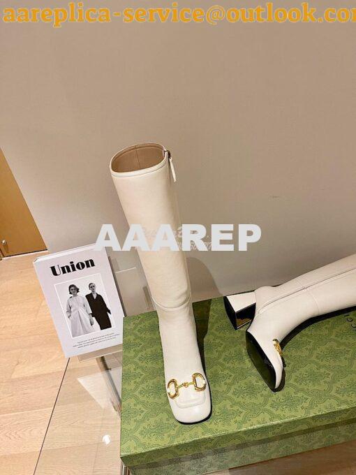 Replica Gucci Women's Knee-High Boot With Horsebit 643889 White 7