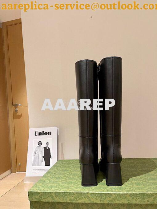 Replica Gucci Women's Knee-High Boot With Horsebit 643889 Black 7