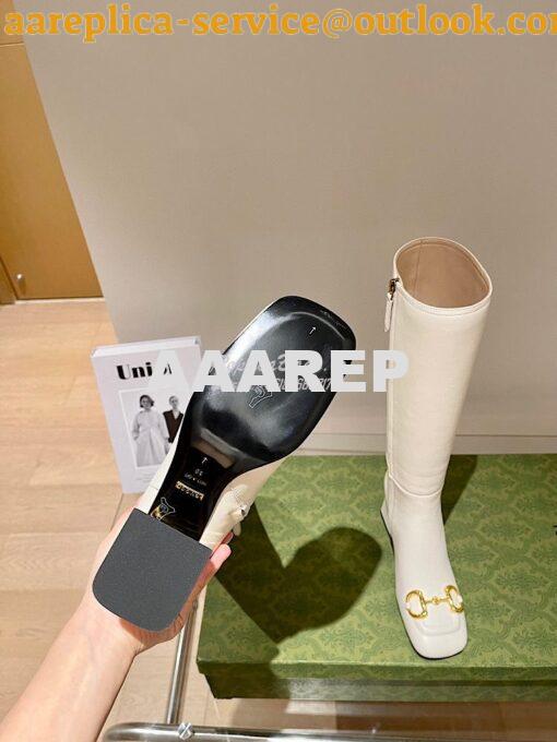 Replica Gucci Women's Knee-High Boot With Horsebit 643889 White 9