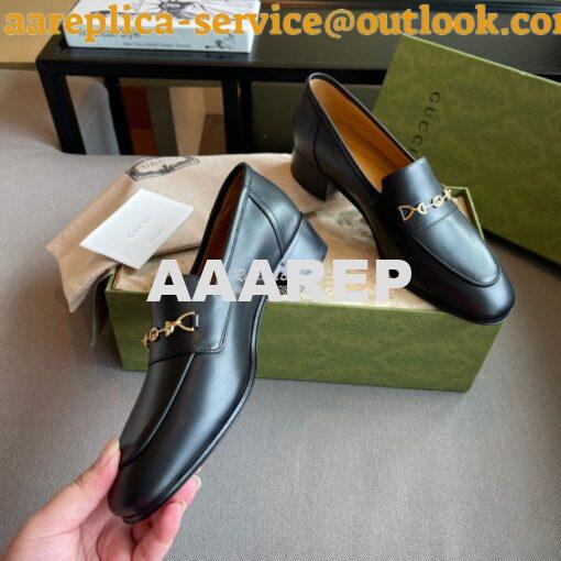 Replica Gucci Women's Loafer With Interlocking G Horsebit 658268 Black 3