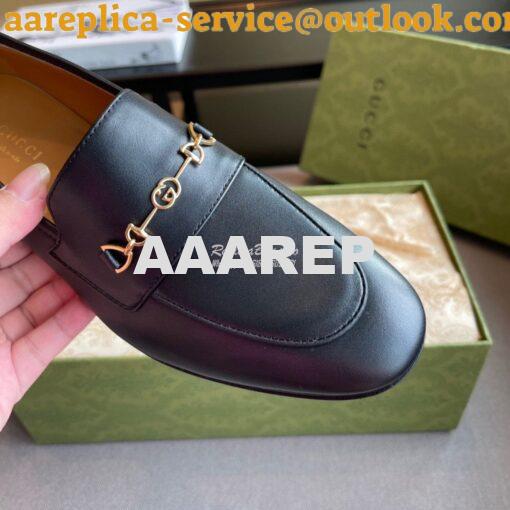 Replica Gucci Women's Loafer With Interlocking G Horsebit 658268 Black 6