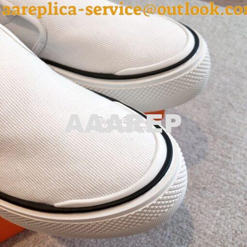 Replica Hermes Men Gliss Sneaker Cotton Twill And Calfskin H231708Z 14