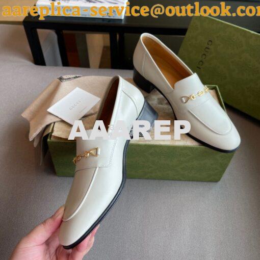 Replica Gucci Women's Loafer With Interlocking G Horsebit 658268 White 5