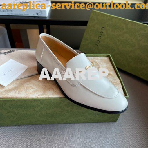 Replica Gucci Women's Loafer With Interlocking G Horsebit 658268 White 6