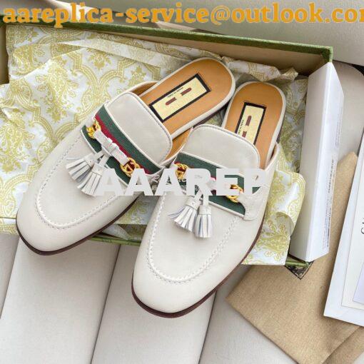 Replica Gucci Women's Slipper With Tassels 659628 White 2