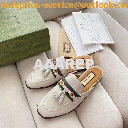 Replica Gucci Women's Slipper With Tassels 659628 White 3