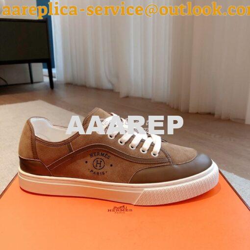 Replica Hermes Men Female Get Sneaker in Suede Goatskin and Calfskin B
