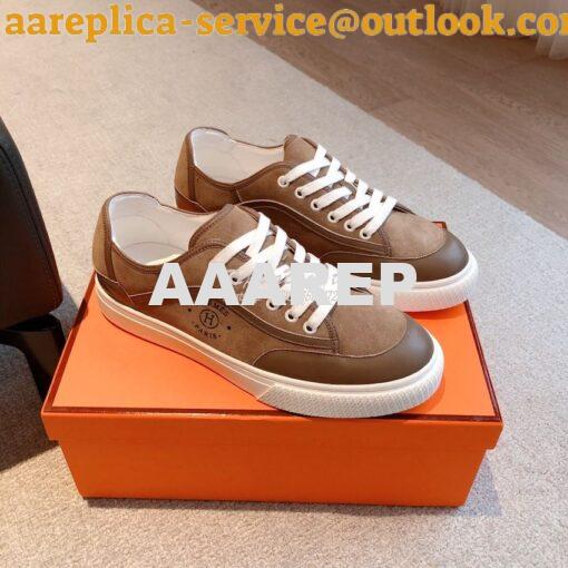 Replica Hermes Men Female Get Sneaker in Suede Goatskin and Calfskin B 2