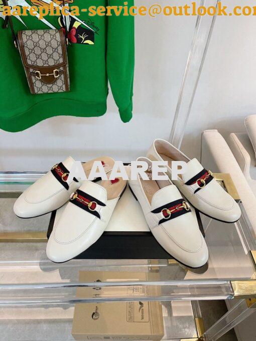 Replica Gucci Loafer Leather with Web 631619 White