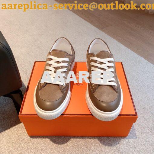 Replica Hermes Men Female Get Sneaker in Suede Goatskin and Calfskin B 3