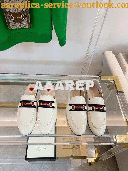 Replica Gucci Loafer Leather with Web 631619 White 2