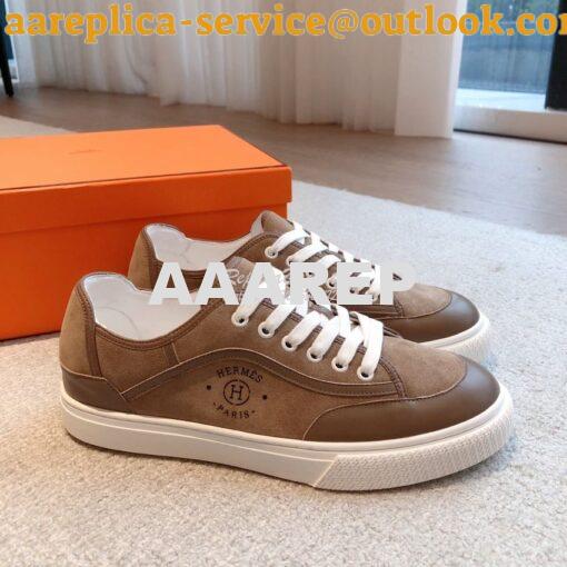 Replica Hermes Men Female Get Sneaker in Suede Goatskin and Calfskin B 4