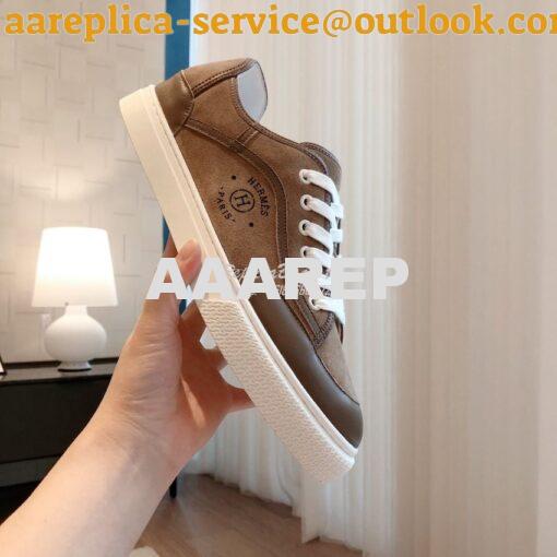 Replica Hermes Men Female Get Sneaker in Suede Goatskin and Calfskin B 5